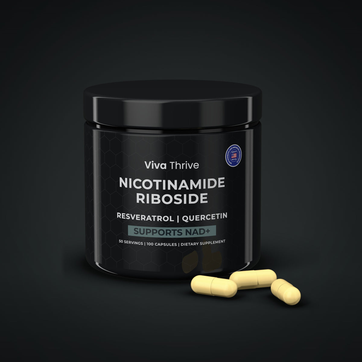 VivaThrive Advanced NAD+ Complex jar with capsules